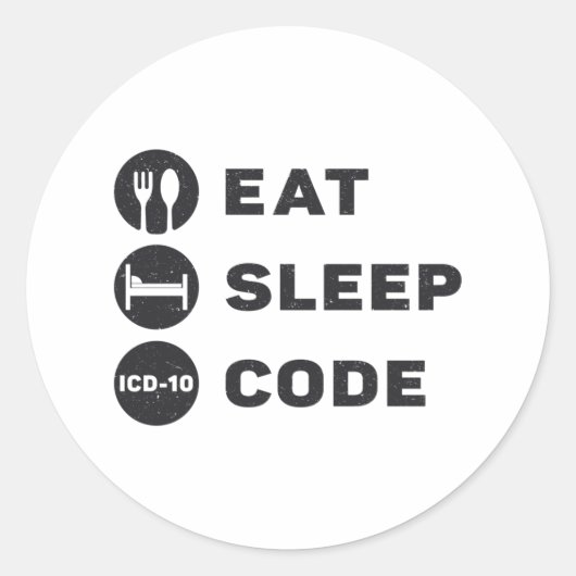 Medical Coder Eat Sleep Code ICD Coding Programmer Runder Aufkleber (Vorderseite)
