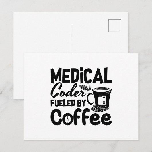 Medical Coder Fueled By Coffee Programmer Coding Postkarte (Vorne/Hinten)