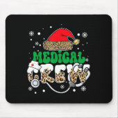 Medical Crew Nurse Leopard Santa Hat Stethoscope C Mousepad (Vorne)