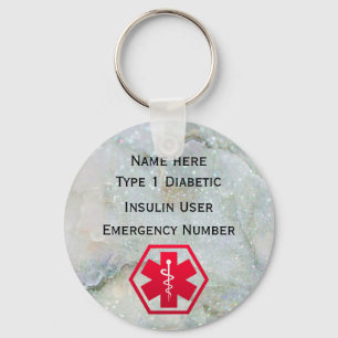 Medical Diabetic Alert Personalized Type 1 or 2 Schlüsselanhänger