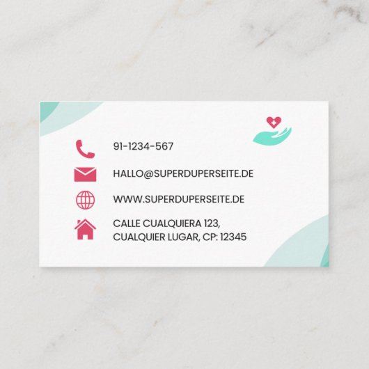 Medical Doctor (MD) business card Visitenkarte (Rückseite)