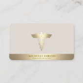 Medical Doctor Nurse Caduceus Sand Faux Gold Visitenkarte (Vorderseite)