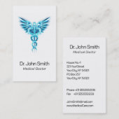 Medical Elegant Blue Caduceus Wings Classy Visitenkarte (Vorne/Hinten)