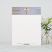 Medical Elegant Gold Caduceus White Wings Briefbogen (Stehend Vorderseite)