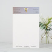 Medical Elegant Gold Caduceus White Wings Briefpapier (Stehend Vorderseite)