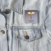 Medical Elegant Gold Caduceus White Wings Button (Beispiel)