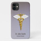 Medical Elegant Gold Caduceus White Wings Case-Mate iPhone Hülle (Rückseite)