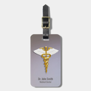 Medical Elegant Gold Caduceus White Wings Gepäckanhänger