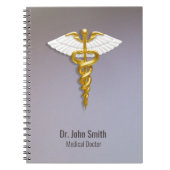 Medical Elegant Gold Caduceus White Wings Notizblock (Vorderseite)
