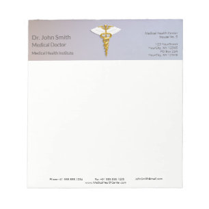 Medical Elegant Gold Caduceus White Wings Notizblock