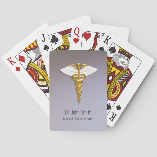 Medical Elegant Gold Caduceus White Wings Spielkarten (Rückseite)
