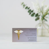 Medical Elegant Gold Caduceus White Wings Visitenkarte (Stehend Vorderseite)