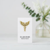 Medical Elegant Gold Caduceus Wings Classy Visitenkarte (Stehend Vorderseite)