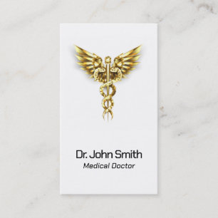 Medical Elegant Gold Caduceus Wings Classy Visitenkarte