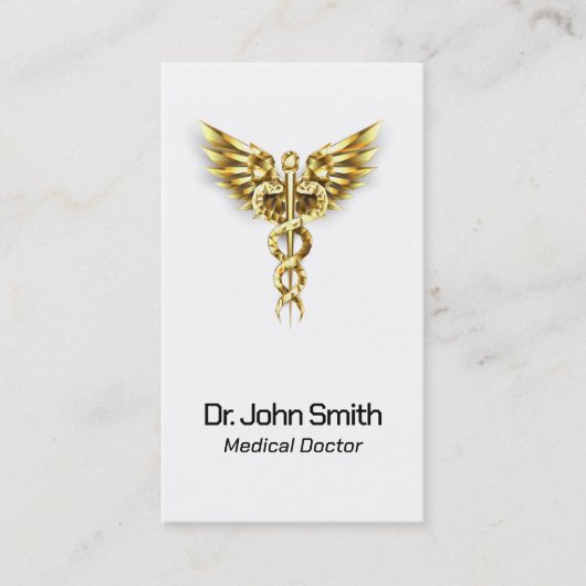 Medical Elegant Gold Caduceus Wings Classy Visitenkarte (Vorderseite)