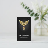 Medical Elegant Gold Caduceus Wings Classy Visitenkarte (Stehend Vorderseite)