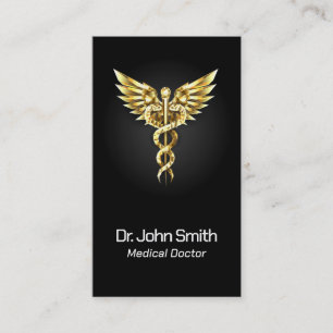 Medical Elegant Gold Caduceus Wings Classy Visitenkarte
