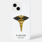 Medical Elegany Gold Caduceus Black Wings Case-Mate iPhone Hülle (Rückseite)