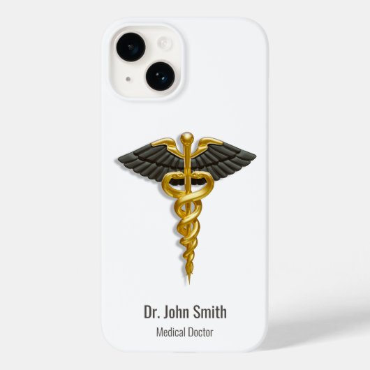 Medical Elegany Gold Caduceus Black Wings Case-Mate iPhone Hülle (Rückseite)