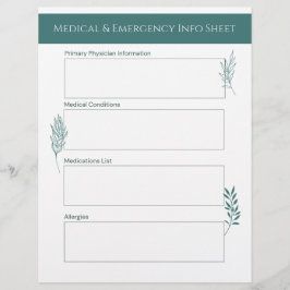 Medical & Emergency Info Sheet Briefbogen