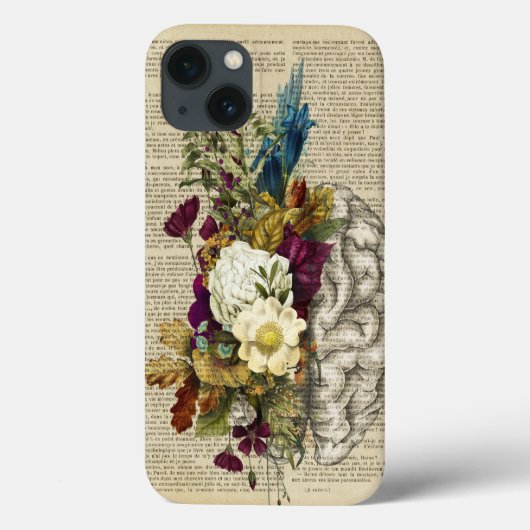 medical floral brain anatomy poster Case-Mate iPhone hülle (Rückseite)