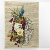 medical floral brain anatomy poster dreifach gefaltete einladung (Innen Erste Seite)