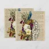 medical floral brain anatomy poster menükarte (Vorne/Hinten)