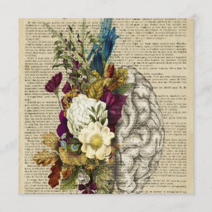 medical floral brain anatomy poster menükarte