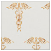 Medical Gold Caduceus Cotton Stoff (Nahaufnahme)