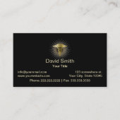 Medical Gold Caduceus Elegant Dark Visitenkarte (Vorderseite)