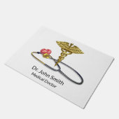 Medical Gold Caduceus & Stethoscope with Heart Fußmatte (Schrägansicht)