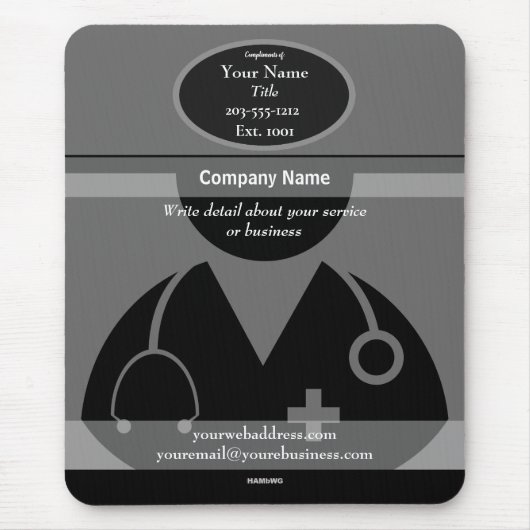 Medical Gray Promotional Mouse Pad - HAMbyWG Mousepad (Vorne)