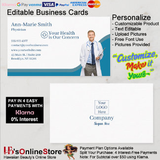 Medical Health Blue Physician Wave Uniform Scrubs  Visitenkarte