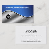 Medical Hospital blau silber chic caduceus stilvol Visitenkarte (Vorne/Hinten)