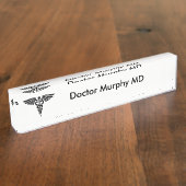 Medical Insignia Caduceus White Namensplakette (Seite)