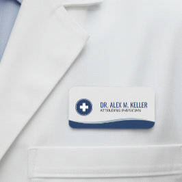 Medical Name Tag | Navy Blue Clinical Wave ID Namensschild