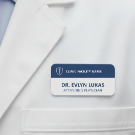 Medical Name Tag | Navy Blue Rod of Asclepius ID Namensschild