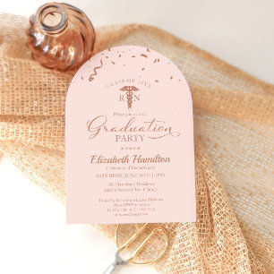 Medical Nursing School Grad Party Rose Gold Einladung