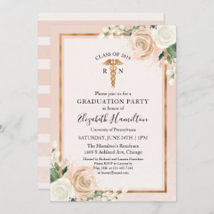 Medical Nursing School Graduation Party Rose Gold Einladung