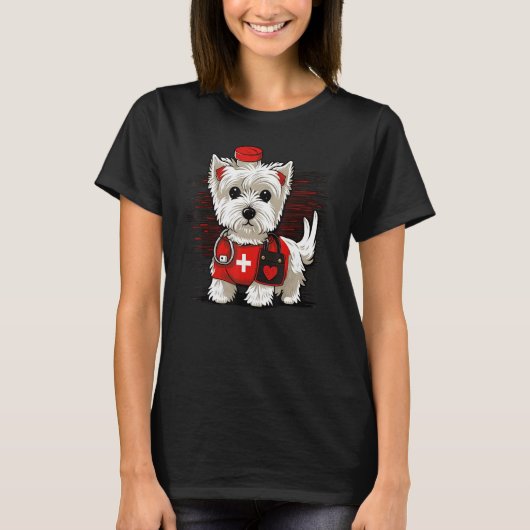 Medical Nursing West Highland White Terrier on Nur T-Shirt (Vorderseite)