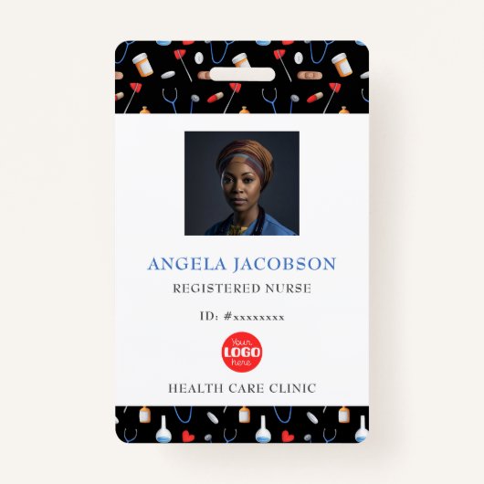 Medical Pattern Registered Nurse Healthcare Logo Ausweis (Vorderseite)