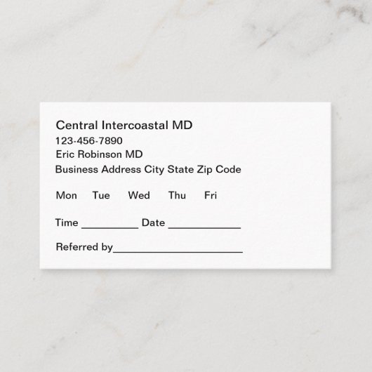 Medical Physician Office Appointment Cards Terminkarte (Vorderseite)