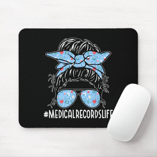 Medical Records Week Appreciation Women Messy Bun  Mousepad (Mit Mouse)