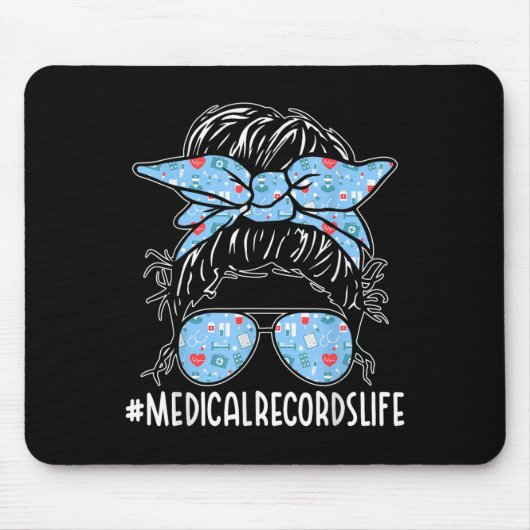 Medical Records Week Appreciation Women Messy Bun  Mousepad (Vorne)