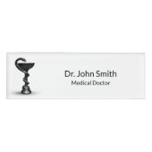 Medical Schlange Bowl Black Hygieia White Caduceus Namenschild (Vorderseite)