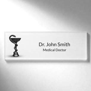 Medical Schlange Bowl Black Hygieia White Caduceus Namenschild