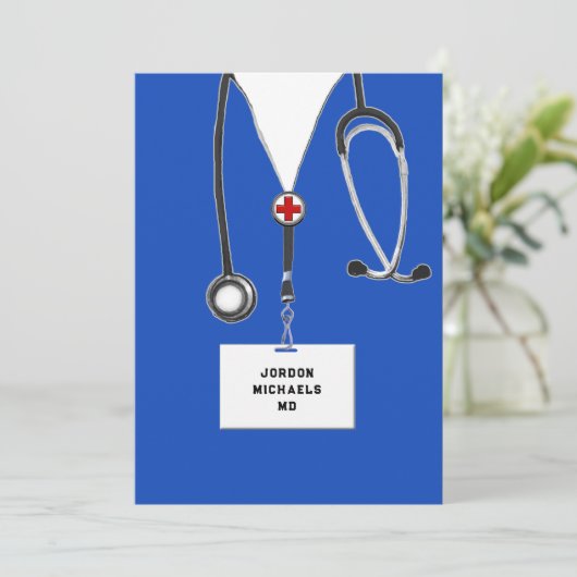 Medical School Graduation Party Einladung (Stehend Vorderseite)