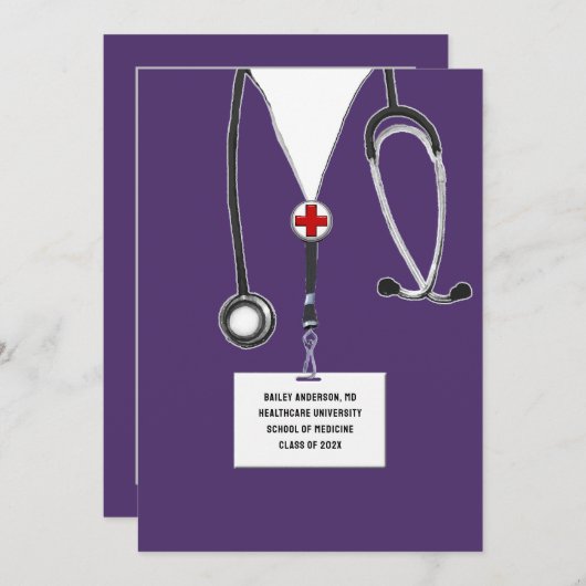 Medical School Graduation Party Einladung (Vorne/Hinten)