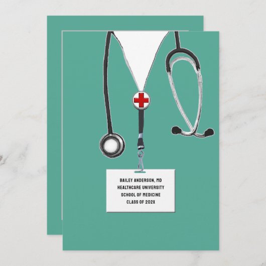Medical School Graduation Party Einladung (Vorne/Hinten)