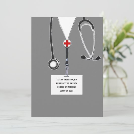 Medical School Graduation Party Einladung (Stehend Vorderseite)